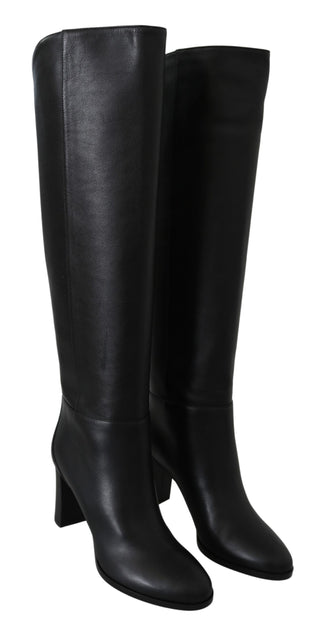 Jimmy Choo Elegant Black Calf Leather Heeled Boots - Ginchy
