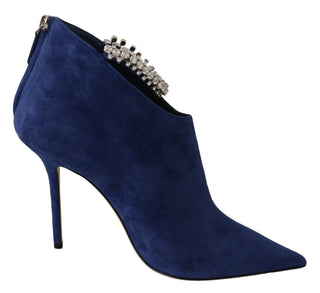 Jimmy Choo Pop Blue Crystal-Strap Heeled Boots - Ginchy