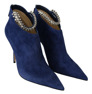 Jimmy Choo Pop Blue Crystal-Strap Heeled Boots - Ginchy