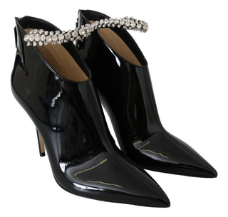 Jimmy Choo Elegant Black Patent Heeled Boots - Ginchy
