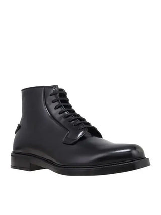 Prada Black Calfskin Lace-Up Boots