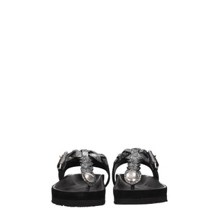 Isabel Marant Black Leather Flip-Flop Sandals