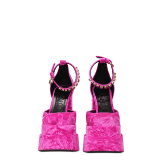 Versace Pink Velvet Platforms