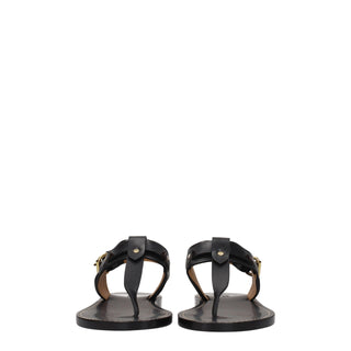 Isabel Marant Black Leather Flip-Flop Sandals
