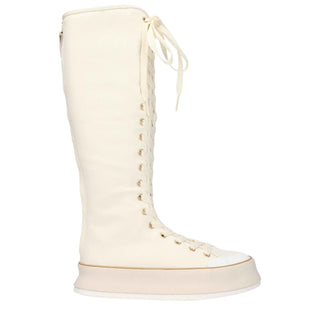 Max Mara Beige Fabric Lace-Up Boots
