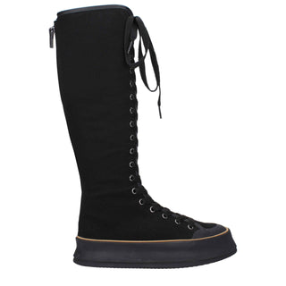 Max Mara Black Fabric Lace-Up Boots