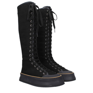 Max Mara Black Fabric Lace-Up Boots