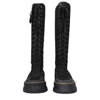 Max Mara Black Fabric Lace-Up Boots