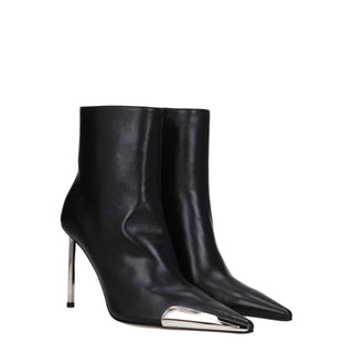Off-White Black Leather Ankle Boots