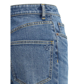 Tory Burch Light Blue Cotton Cropped Jeans