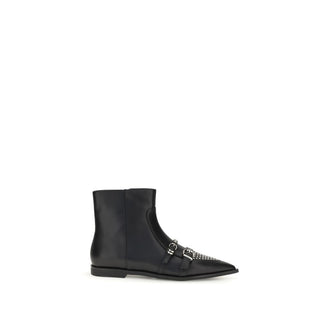 PINKO Black Calf Leather Bos Taurus Ankle Boots
