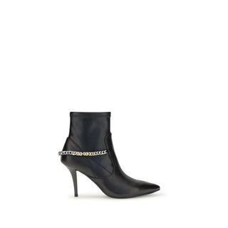 PINKO Black Calf Leather Bos Taurus Ankle Boots
