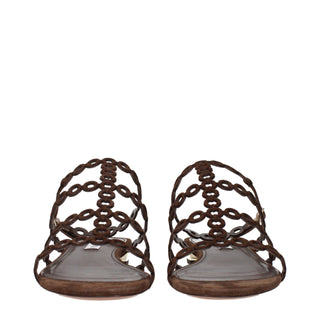 Aquazzura Brown Leather Flat Sandals