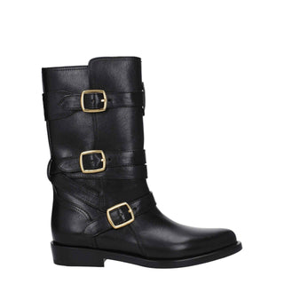 Celine Black Leather Flat Boots