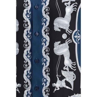 Versace Blue Silk Pattern Shirt