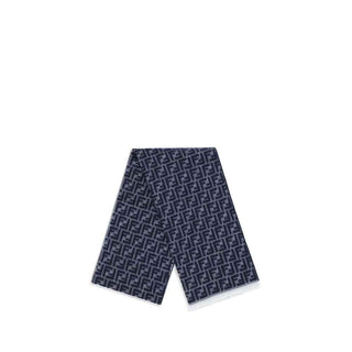 Fendi Blue Fleece Wool Scarf