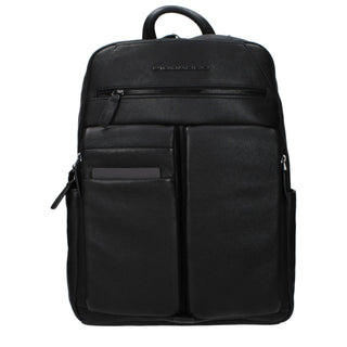 Piquadro Black Leather Backpack