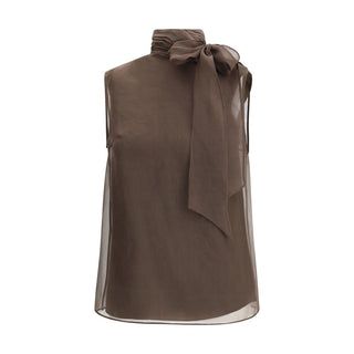 Brunello Cucinelli Brown Silk Blouse