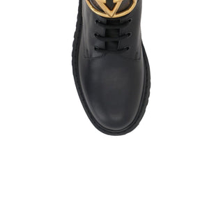 Valentino Garavani Black Calfskin Lace-Up Boots