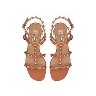 Valentino Garavani Brown Leather Flat Sandals