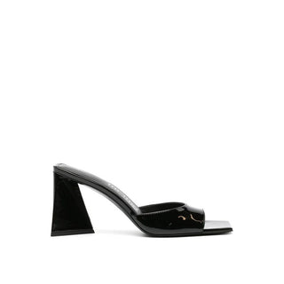 The Attico Black Calfskin Platform Sandals