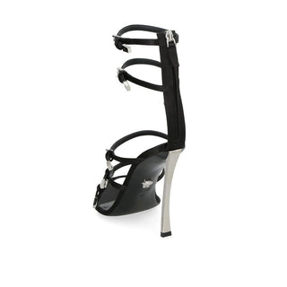 Versace Black Calfskin Stiletto Heel Sandals