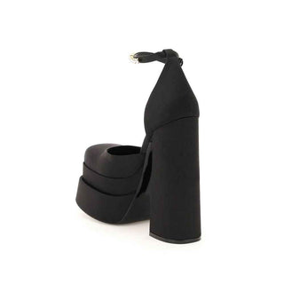 Versace Black Silk Platform Pumps