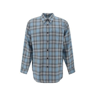 Ami Paris Blue Virgin Wool Pattern Shirt