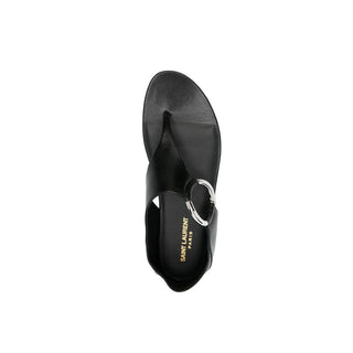 Saint Laurent Black Calfskin Flat Sandals