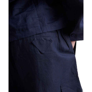Prada Blue Linen Bermuda Shorts
