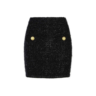 Balmain Black Cotton Mini Skirt
