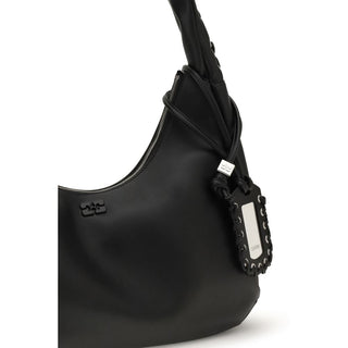 Ganni Black Recycled Leather Shoulder Bag