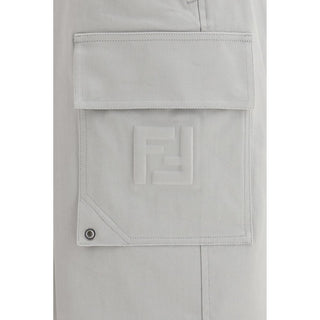 Fendi Silver Cotton Cargo Pants