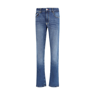 Philipp Plein Blue Cotton Straight-Leg Jeans