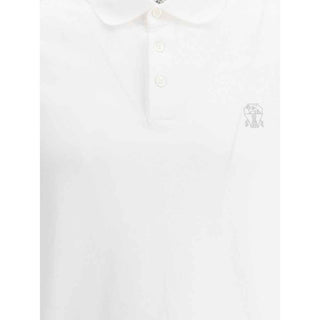 Brunello Cucinelli White Cotton Polo Shirt