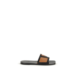 Valentino Garavani Black Goatskin Flat Sandals