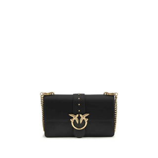 PINKO Black Calf Leather Bos Taurus Shoulder Bag