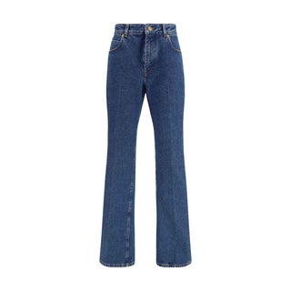 Balmain Blue Cotton Straight-Leg Jeans