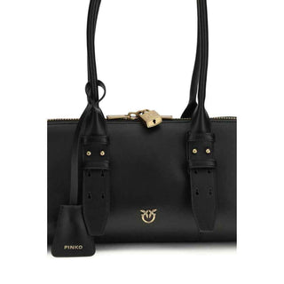 PINKO Black Calf Leather Bos Taurus Shoulder Bag