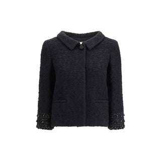 Valentino Black Fleece Wool Coat