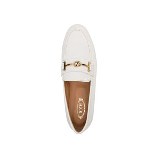 Tod's White Calfskin Slip-On Loafers