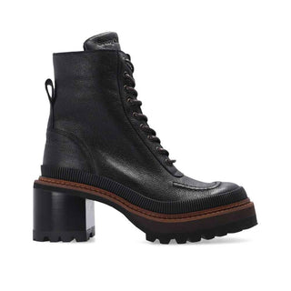 See By Chloé Black Calfskin Lace-Up Boots