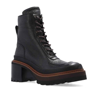 See By Chloé Black Calfskin Lace-Up Boots