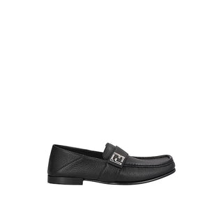 Fendi Black Calfskin Slip-On Loafers