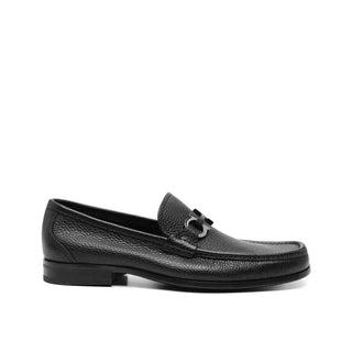 Salvatore Ferragamo Black Calfskin Slip-On Loafers