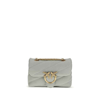 PINKO Gray Calf Leather Bos Taurus Shoulder Bag
