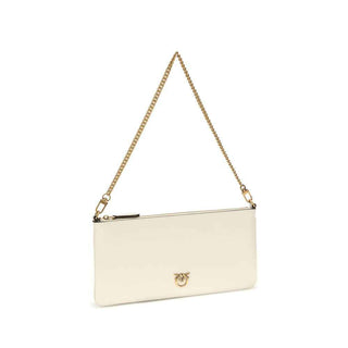 PINKO White Calf Leather Bos Taurus Shoulder Bag