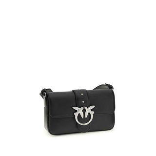 PINKO Black Calf Leather Bos Taurus Shoulder Bag