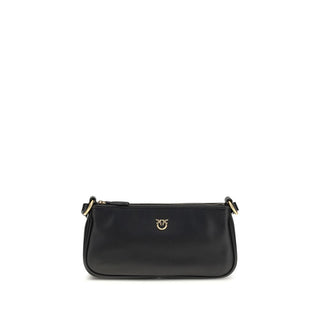 PINKO Black Calf Leather Bos Taurus Shoulder Bag
