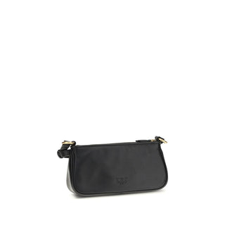 PINKO Black Calf Leather Bos Taurus Shoulder Bag